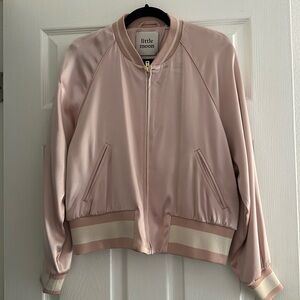 Little Moon Pink with White Stripe Bomber Jacket